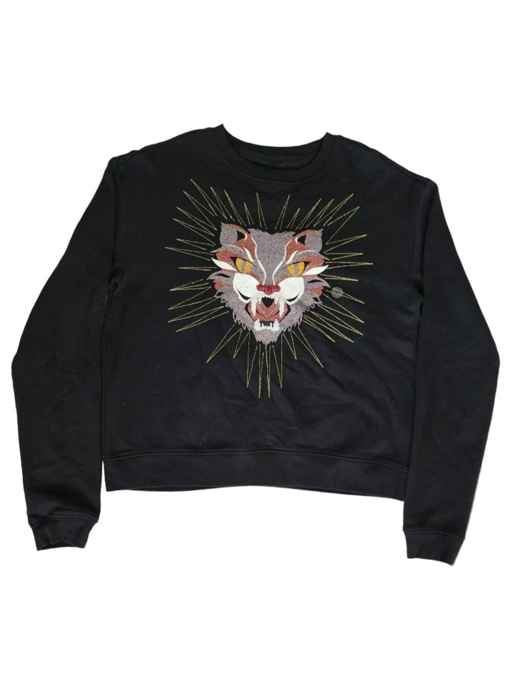 Aeropostale Embroidered Beaded Cat Feline Graphic Crewneck‎ Sweatshirt Sz Medium - Picture 3 of 11